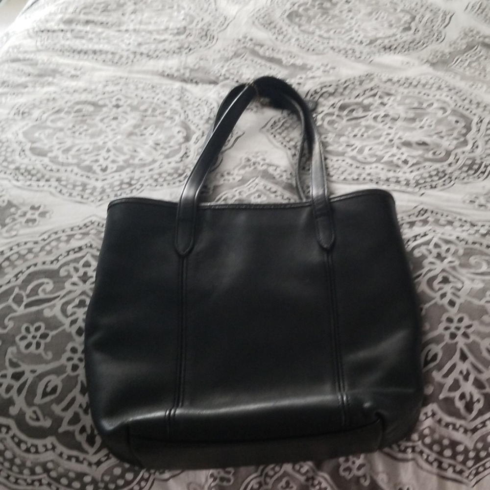 Black leather coach purse